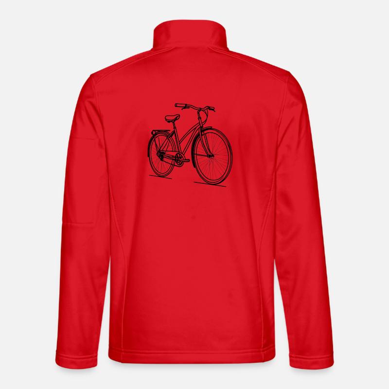Bicycle Silhouette Line Art - Unisex Softshell Jacket - red