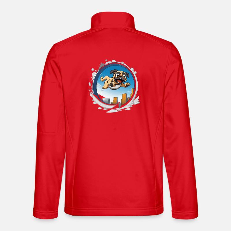 Pug Sprinter im Stadtlauf - Unisex Softshelljacke - Rot