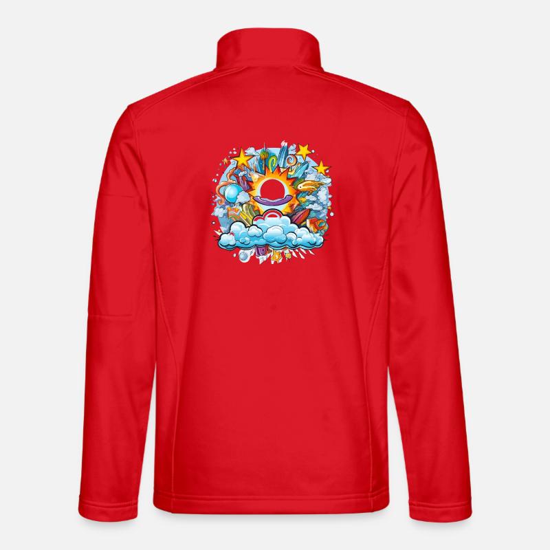 Kosmische Sonnenflug Doodle - Unisex Softshelljacke - Rot