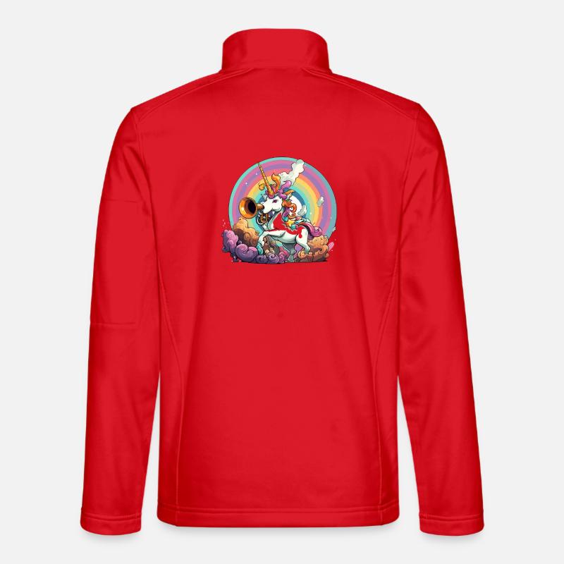 Regenbogen-Unicorn mit Trompete - Unisex Softshelljacke - Rot