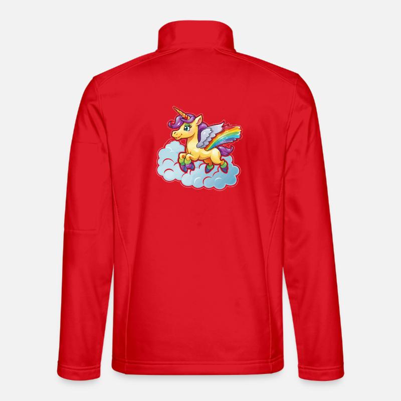 Regenbogen-Einhorn auf Wolke - Unisex Softshelljacke - Rot