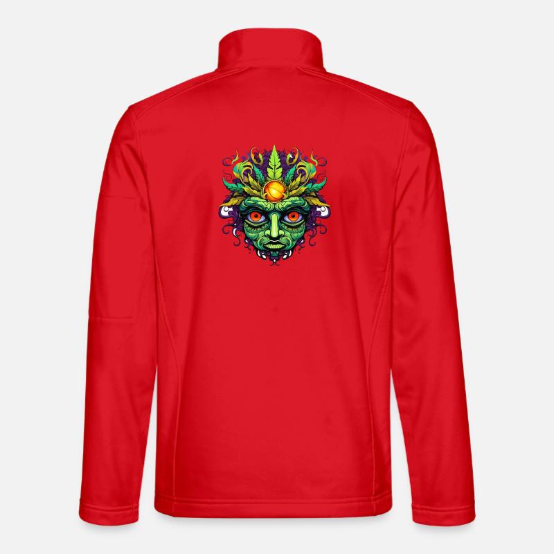 Psychedelic Mask Face with Sun Crown - Unisex Softshell Jacket - red