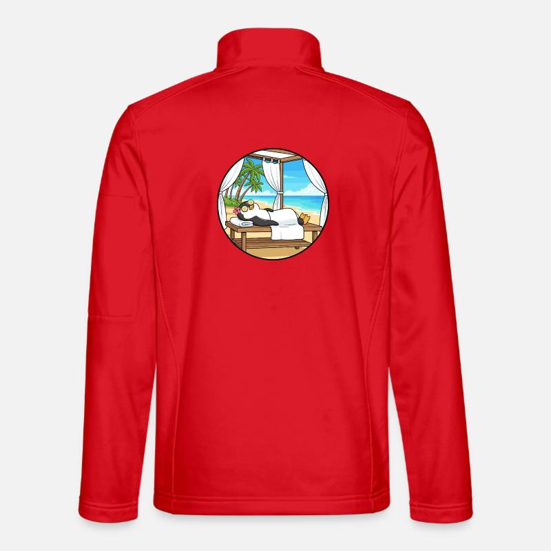 Beach Spa Penguin Animal Relaxing Art - Unisex Softshell Jacket - red