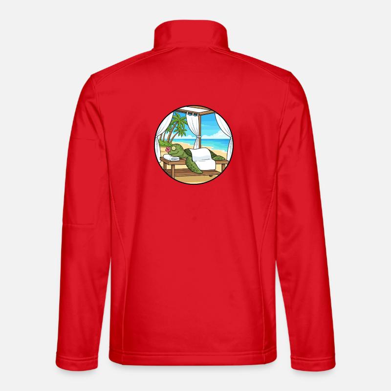 Beach Spa Turtle Animal Relaxing Art - Unisex Softshell Jacket - red