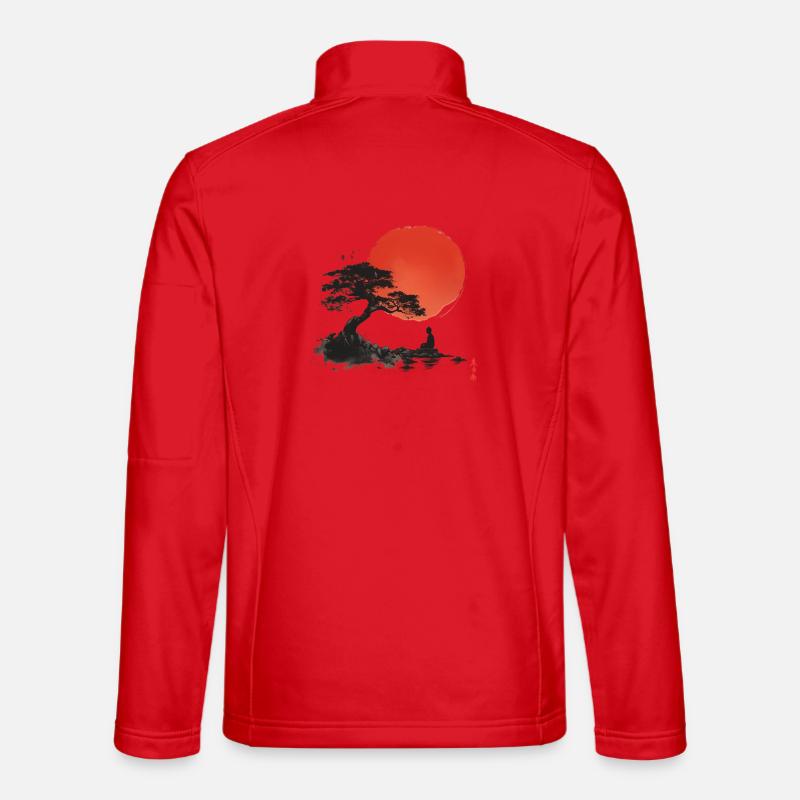 Sunset Zen at the rock lake - Unisex Softshell Jacket - red