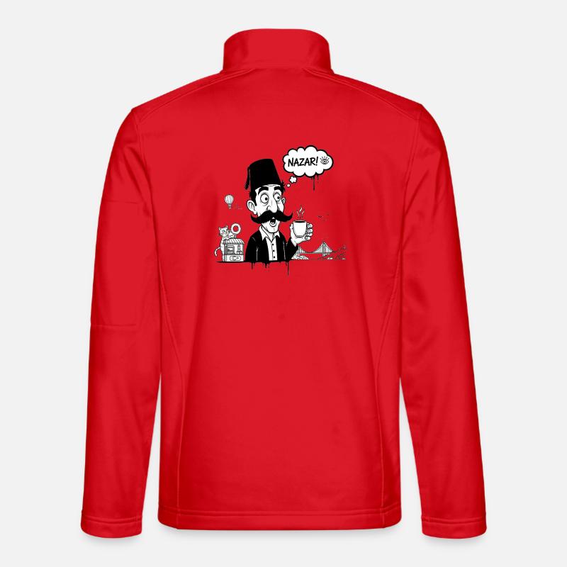 Moustachu au fez et Nazar Café - Veste en tissu softshell Unisexe - rouge