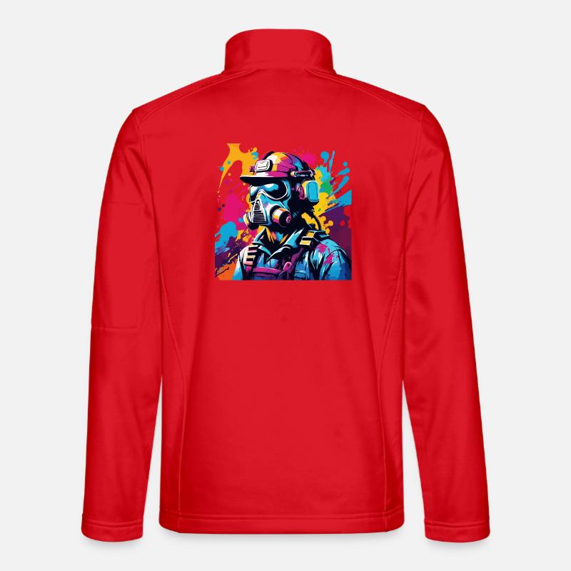 Vivid Gasmask Warrior - Unisex Softshell Jacket - red