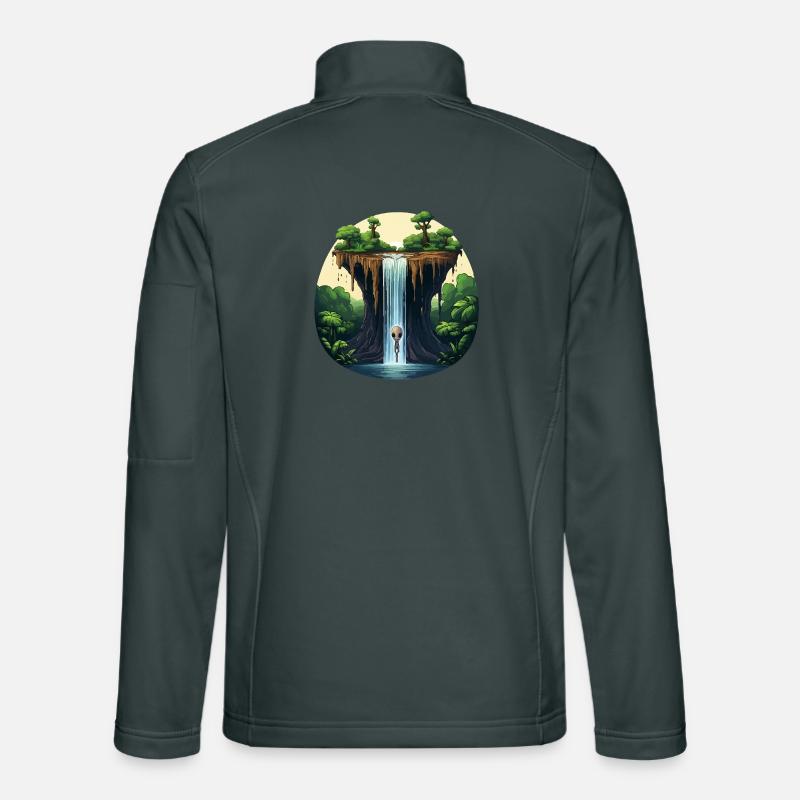 Alien at the waterfall in the jungle Unisex Softshell Jacket