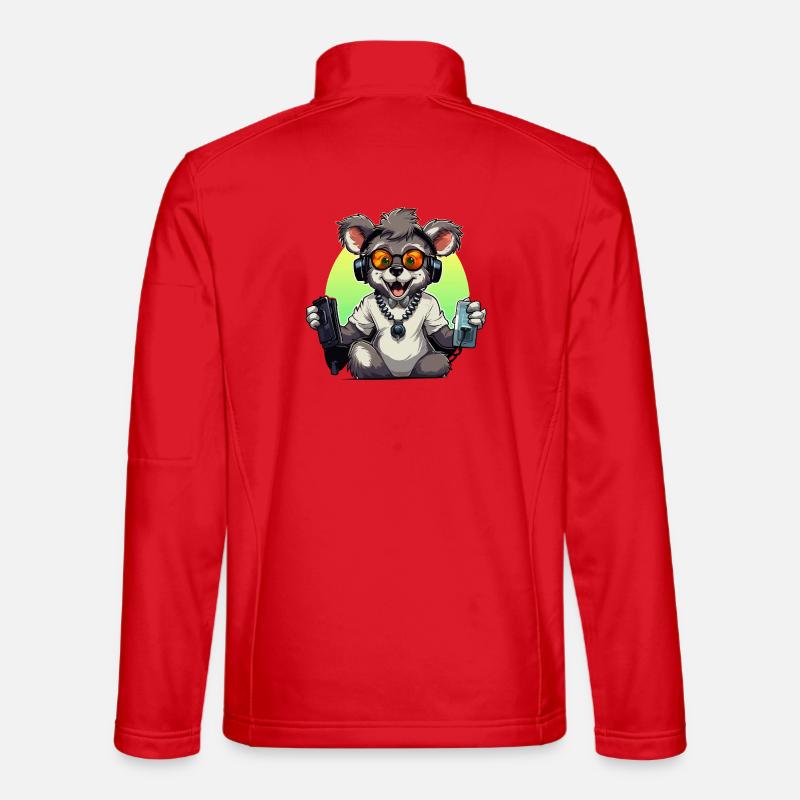 Gamer Koala mit Headset - Unisex Softshelljacke - Rot