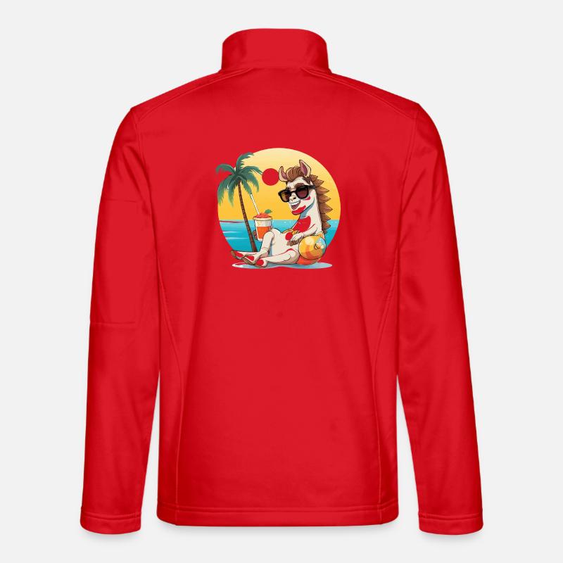 Sonnenstrand-Lama im Urlaub - Unisex Softshelljacke - Rot