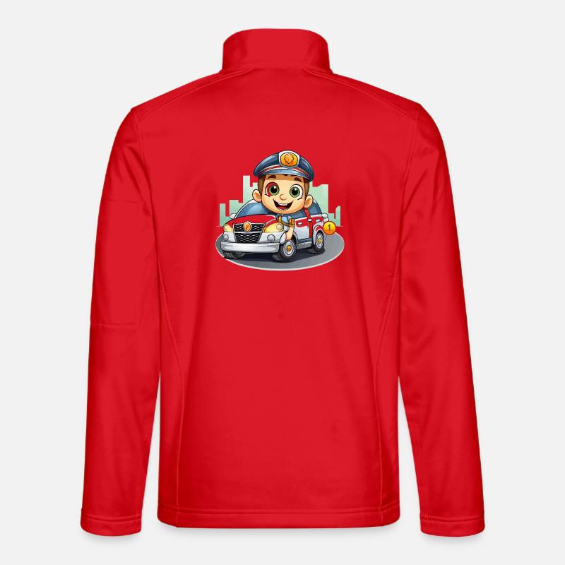 Little policeman in adventure car - Unisex Softshell Jacket - red