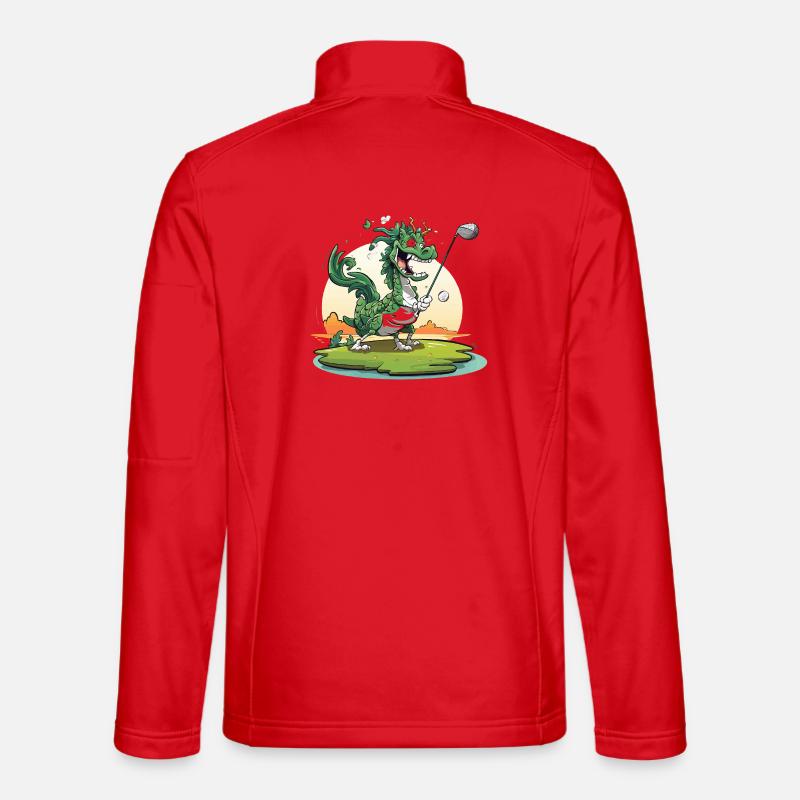 Golfender Drache am Tee Unisex Softshelljacke