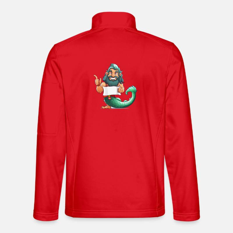 Meerheld mit Bart und Flosse - Unisex Softshelljacke - Rot