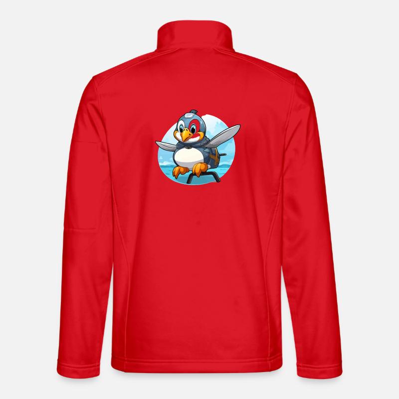 Flying penguin with backpack - Unisex Softshell Jacket - red