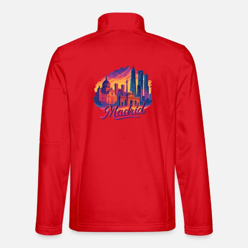 Madrid Skyline: Epic & Tropical – Modern Art - Unisex Softshell Jacket - red