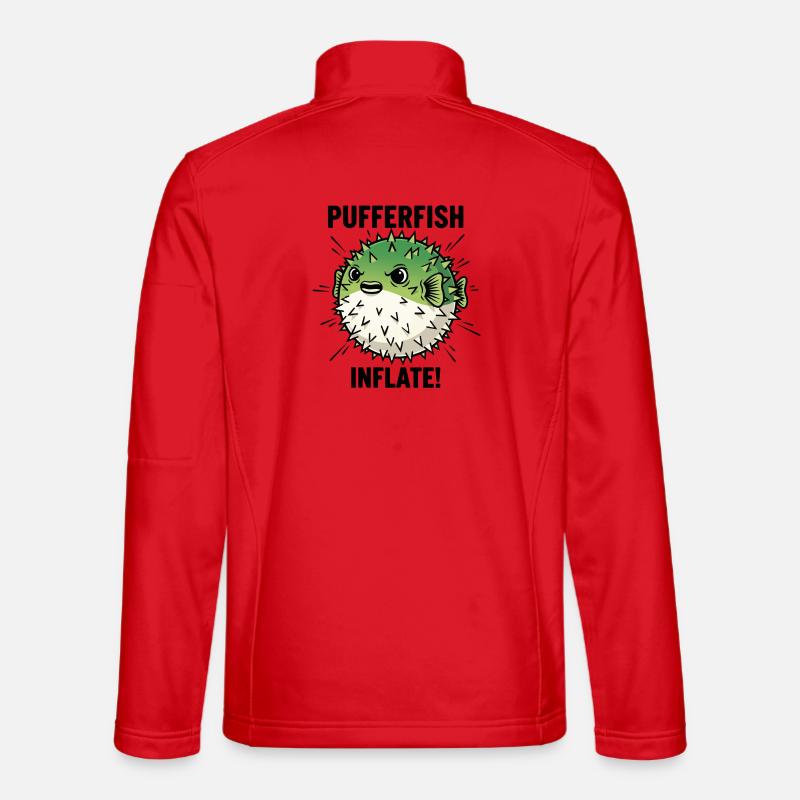 Globe Fish Danger Inflation Schwarzer Kugelfisch - Unisex Softshelljacke - Rot