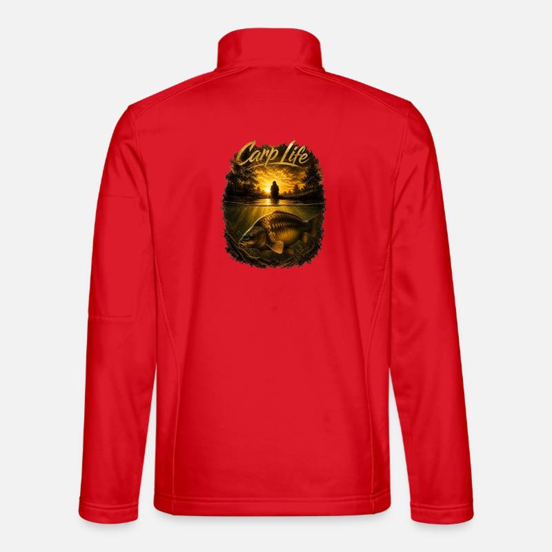 Carp Life Sunset – Karpfenfischerei-Lebensstil-Design - Unisex Softshelljacke - Rot