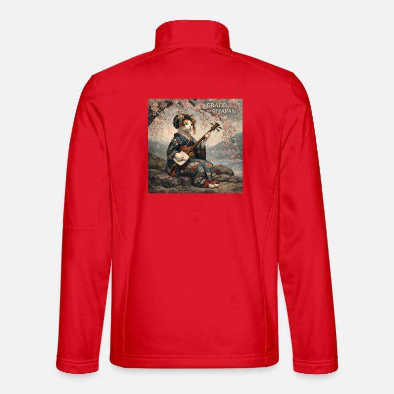Japanese Neko Geiko Design - Unisex Softshell Jacket - red