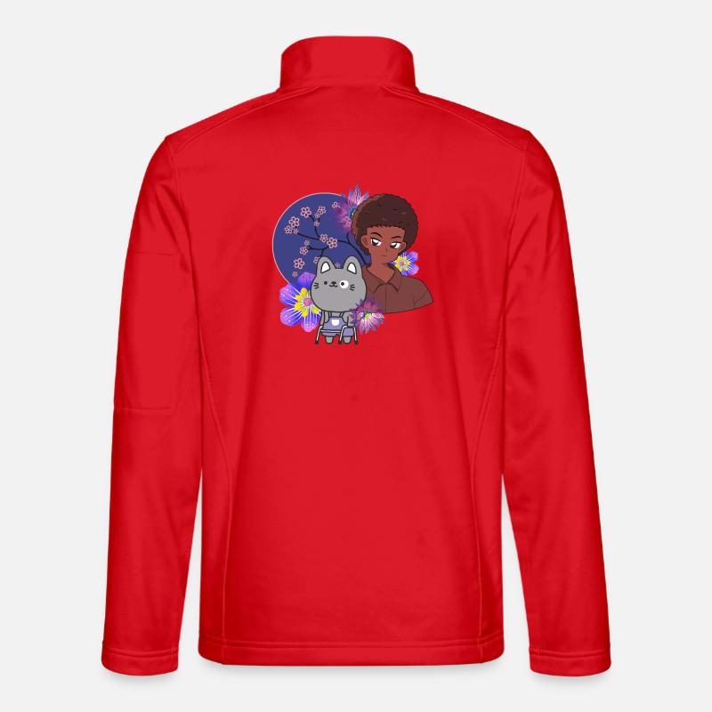 Anime Boy and Cat with Walker Art Unisex Softshell Jacket