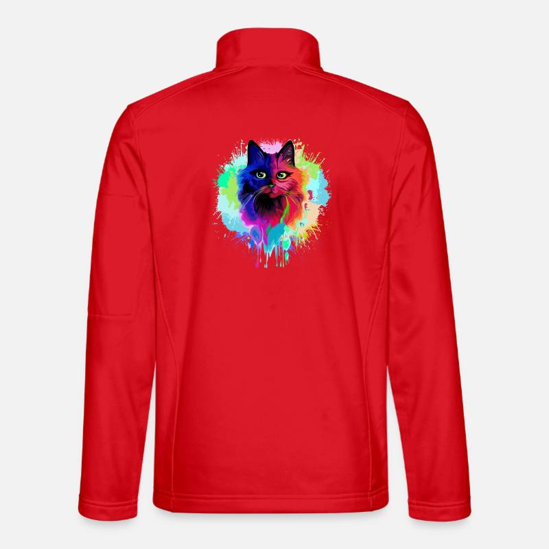 Katzen-Psychedelische Trip-Farbflecken - Unisex Softshelljacke - Rot