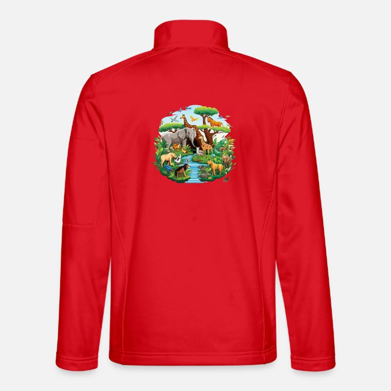 Dschungelpanorama der Tierwelt Unisex Softshelljacke