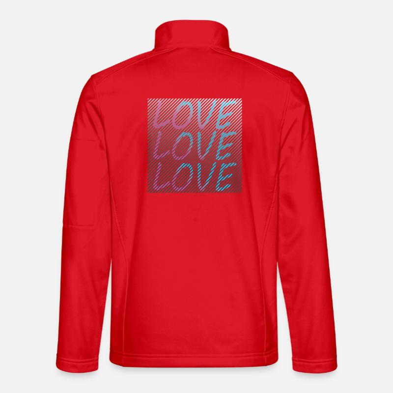 Gradient Love lettering on stripes - Unisex Softshell Jacket - red