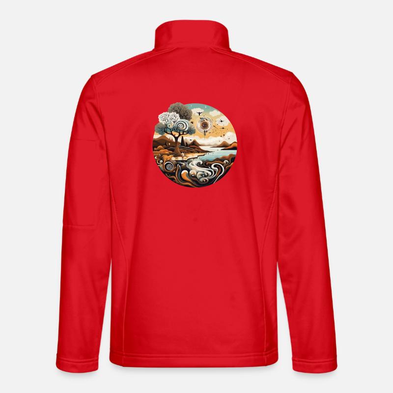 Kreislandschaft Spirale Küstenfarben - Unisex Softshelljacke - Rot