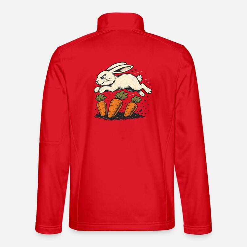 Jumping hare with carrots - Unisex Softshell Jacket - red