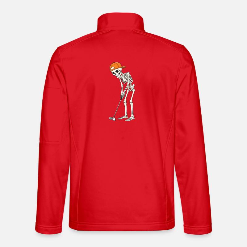 Golfing Skeleton Halloween Spooky Golfer - Unisex Softshell Jacket - red