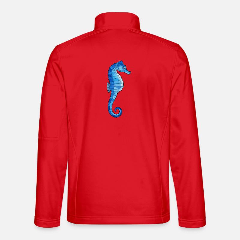 Blue Polygon Seahorse - Unisex Softshell Jacket - red