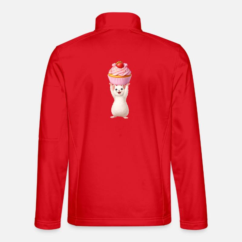 Cute Mouse with Strawberry Cupcake - Unisex Softshell Jacket - red