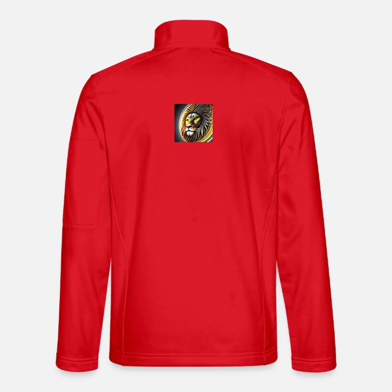 Circular Golden Geometric Lion - Unisex Softshell Jacket - red