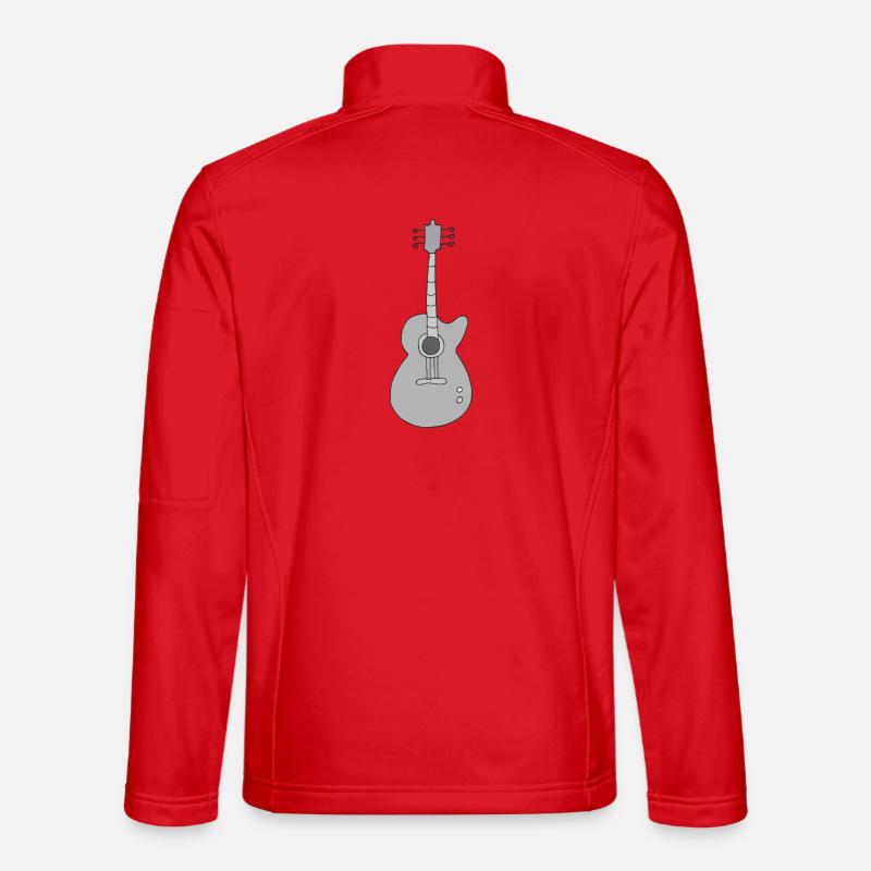 Guitar in Grey - Unisex Softshell Jacket - red