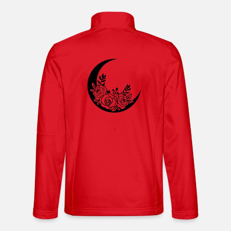 Schwarzer blühender Mond - Unisex Softshelljacke - Rot