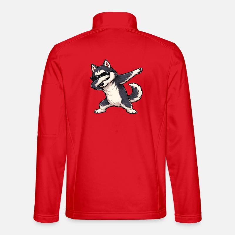 Dabbing Husky - Unisex Softshelljacke - Rot