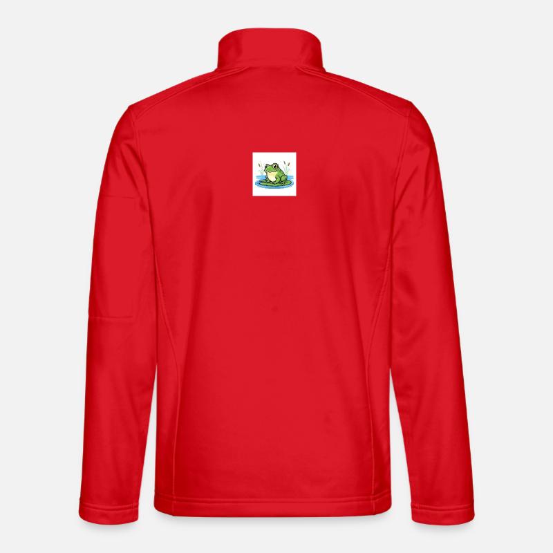 Charming frog on water lily - Unisex Softshell Jacket - red