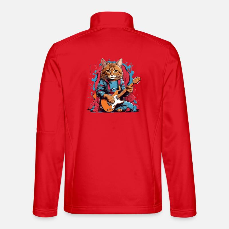 Cat With Guitar - Unisex Softshell Jacket - red