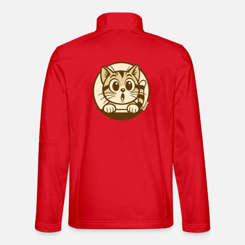 Curious Kitten Peeking Badge - Unisex Softshell Jacket - red