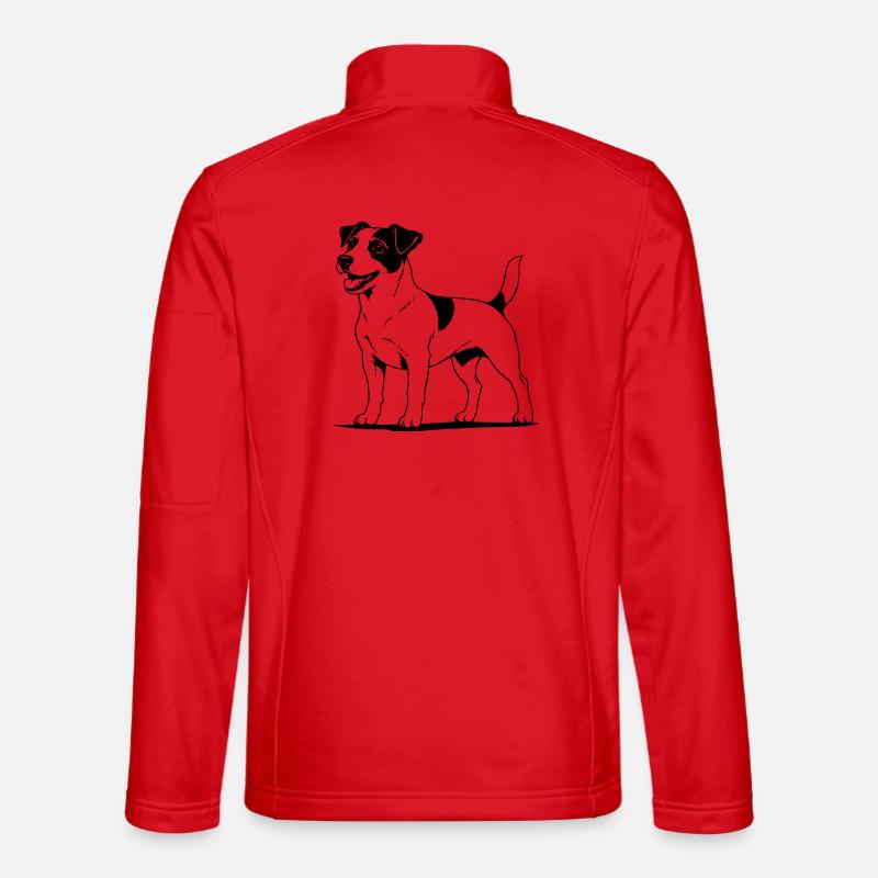 Jack Russell Terrier standing black - Unisex Softshell Jacket - red
