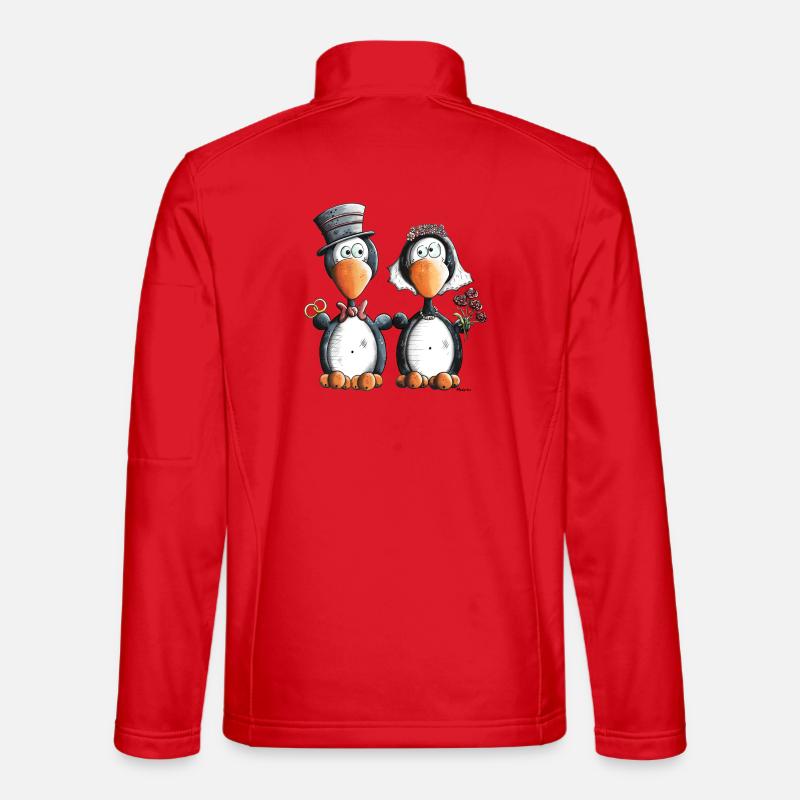 Penguin Wedding - Unisex Softshell Jacket - red