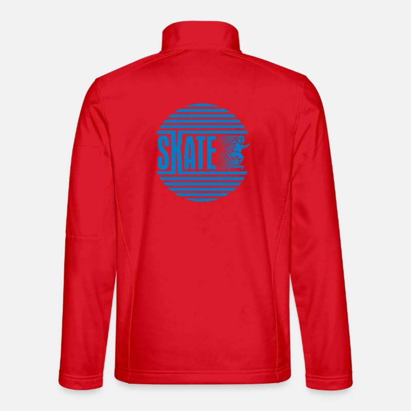 Circular Retro Blue Skating - Unisex Softshell Jacket - red