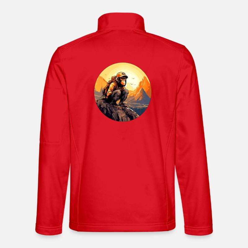 Affen Wandern / Bergsteiger Affe - Unisex Softshelljacke - Rot