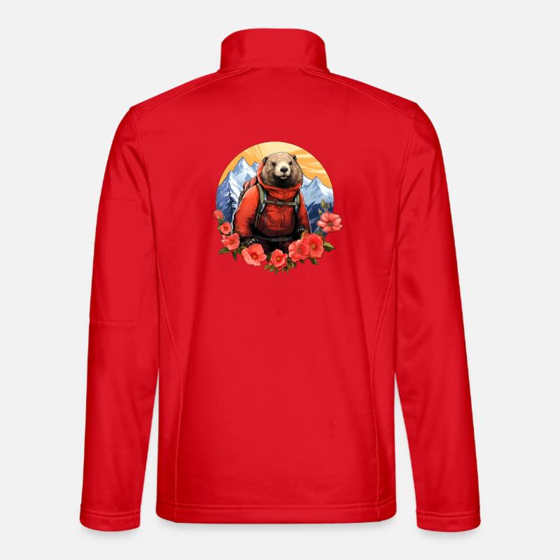 Murmeltier Bergsteiger / Wandern Murmeltiere - Unisex Softshelljacke - Rot