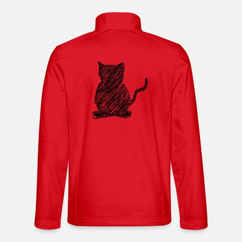 Katze Scribble Zeichnung Tier Geschenk Unisex Softshelljacke