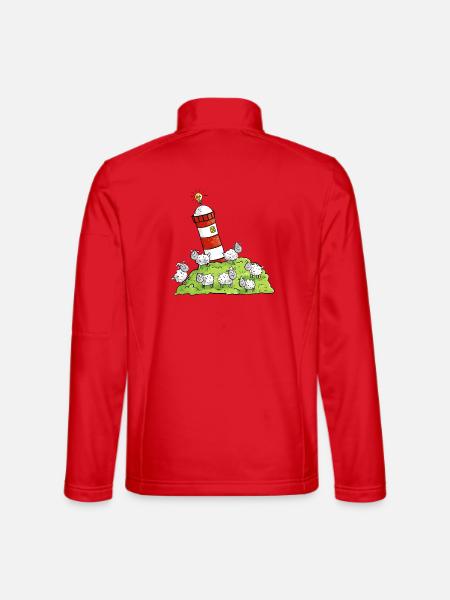 Leuchtturm Und Schafe Auf Der Nordseeinsel - Unisex Softshelljacke - Rot
