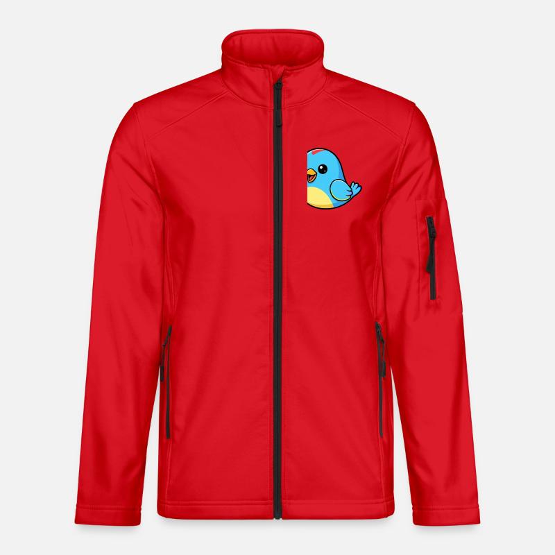 Fröhlicher Blauer Vogel Cartoon - Unisex Softshelljacke - Rot