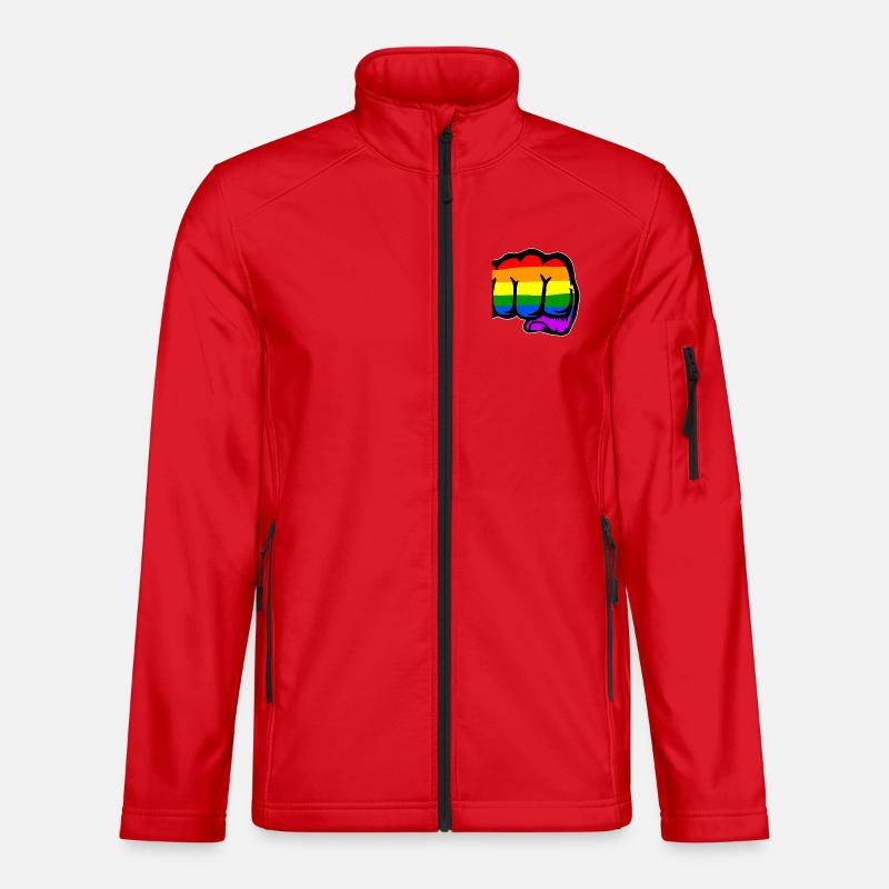 Hand Faust Regenbogenflagge - Unisex Softshelljacke - Rot