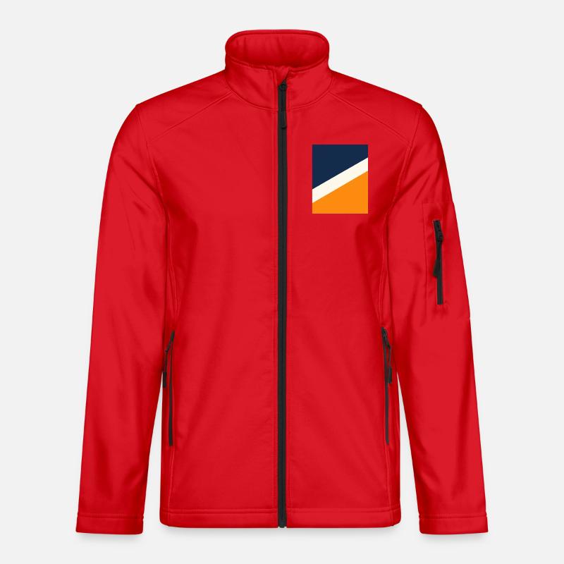 Blaue und Orange Geometrie - Unisex Softshelljacke - Rot