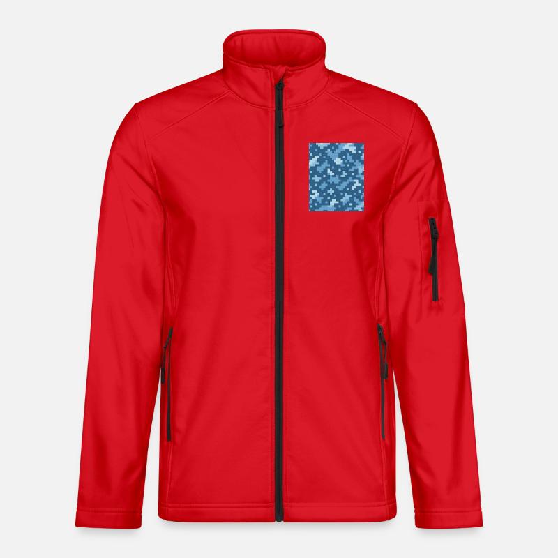 Blue pixel pattern - Unisex Softshell Jacket - red