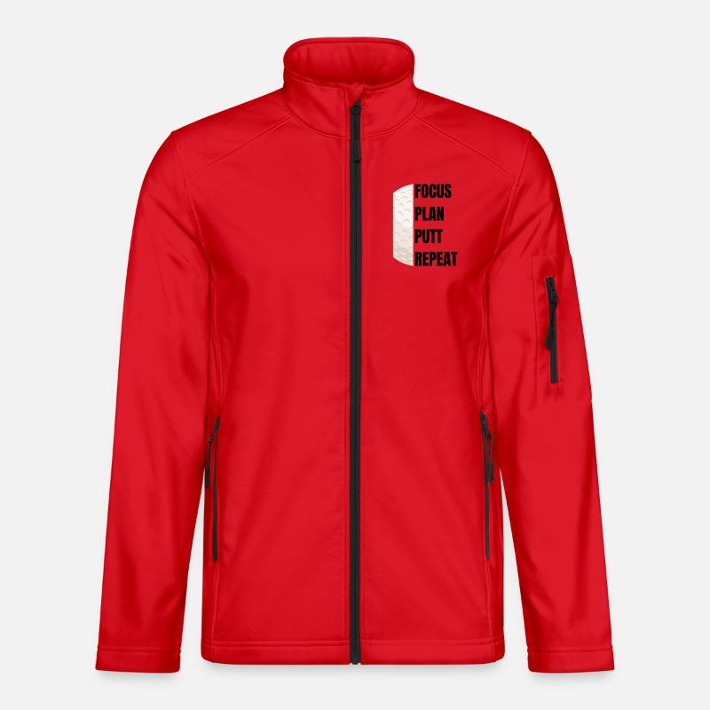 Focus Plan Putt Repeat – Golfslogan - Unisex Softshelljacke - Rot